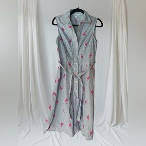 Chloe & Rene Flamingo Shirt Dress- Size Small NWT